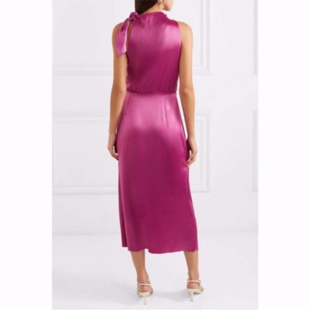 Nanushka Satin Knot-Waist Midi Dress in Fuchsia - Picture 4 of 13